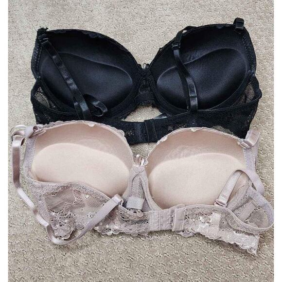 Rene Rofe Black and Cream Lace Bras 34C - Picture 2 of 9